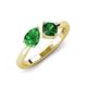 3 - Lysha 1.35 ctw Green Garnet Pear Shape (7x5 mm) & Lab Created Emerald Cushion Shape (5.00 mm) Toi Et Moi Engagement Ring 