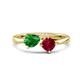 1 - Lysha 1.61 ctw Green Garnet Pear Shape (7x5 mm) & Lab Created Ruby Cushion Shape (5.00 mm) Toi Et Moi Engagement Ring 