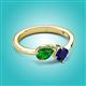 2 - Lysha 1.61 ctw Green Garnet Pear Shape (7x5 mm) & Lab Created Blue Sapphire Cushion Shape (5.00 mm) Toi Et Moi Engagement Ring 