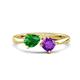 1 - Lysha 1.30 ctw Green Garnet Pear Shape (7x5 mm) & Amethyst Cushion Shape (5.00 mm) Toi Et Moi Engagement Ring 