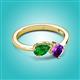 2 - Lysha 1.30 ctw Green Garnet Pear Shape (7x5 mm) & Amethyst Cushion Shape (5.00 mm) Toi Et Moi Engagement Ring 