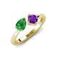 3 - Lysha 1.30 ctw Green Garnet Pear Shape (7x5 mm) & Amethyst Cushion Shape (5.00 mm) Toi Et Moi Engagement Ring 