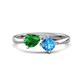 1 - Lysha 1.55 ctw Green Garnet Pear Shape (7x5 mm) & Blue Topaz Cushion Shape (5.00 mm) Toi Et Moi Engagement Ring 