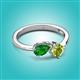 2 - Lysha 1.45 ctw Green Garnet Pear Shape (7x5 mm) & Peridot Cushion Shape (5.00 mm) Toi Et Moi Engagement Ring 