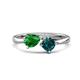 1 - Lysha 1.55 ctw Green Garnet Pear Shape (7x5 mm) & London Blue Topaz Cushion Shape (5.00 mm) Toi Et Moi Engagement Ring 
