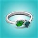 2 - Lysha 1.55 ctw Green Garnet Pear Shape (7x5 mm) & London Blue Topaz Cushion Shape (5.00 mm) Toi Et Moi Engagement Ring 