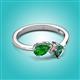 2 - Lysha 1.61 ctw Green Garnet Pear Shape (7x5 mm) & Lab Created Alexandrite Cushion Shape (5.00 mm) Toi Et Moi Engagement Ring 