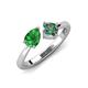 3 - Lysha 1.61 ctw Green Garnet Pear Shape (7x5 mm) & Lab Created Alexandrite Cushion Shape (5.00 mm) Toi Et Moi Engagement Ring 
