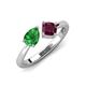3 - Lysha 1.42 ctw Green Garnet Pear Shape (7x5 mm) & Rhodolite Garnet Cushion Shape (5.00 mm) Toi Et Moi Engagement Ring 