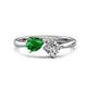 1 - Lysha 1.30 ctw Green Garnet Pear Shape (7x5 mm) & Natural Diamond Cushion Shape (5.00 mm) Toi Et Moi Engagement Ring 