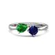 1 - Lysha 1.61 ctw Green Garnet Pear Shape (7x5 mm) & Lab Created Blue Sapphire Cushion Shape (5.00 mm) Toi Et Moi Engagement Ring 