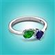 2 - Lysha 1.61 ctw Green Garnet Pear Shape (7x5 mm) & Lab Created Blue Sapphire Cushion Shape (5.00 mm) Toi Et Moi Engagement Ring 