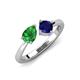 3 - Lysha 1.61 ctw Green Garnet Pear Shape (7x5 mm) & Lab Created Blue Sapphire Cushion Shape (5.00 mm) Toi Et Moi Engagement Ring 