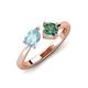 3 - Lysha 1.41 ctw Aquamarine Pear Shape (7x5 mm) & Lab Created Alexandrite Cushion Shape (5.00 mm) Toi Et Moi Engagement Ring 