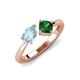 3 - Lysha 1.15 ctw Aquamarine Pear Shape (7x5 mm) & Lab Created Emerald Cushion Shape (5.00 mm) Toi Et Moi Engagement Ring 