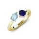 3 - Lysha 1.41 ctw Aquamarine Pear Shape (7x5 mm) & Lab Created Blue Sapphire Cushion Shape (5.00 mm) Toi Et Moi Engagement Ring 