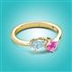 2 - Lysha 1.41 ctw Aquamarine Pear Shape (7x5 mm) & Lab Created Pink Sapphire Cushion Shape (5.00 mm) Toi Et Moi Engagement Ring 