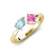 3 - Lysha 1.41 ctw Aquamarine Pear Shape (7x5 mm) & Lab Created Pink Sapphire Cushion Shape (5.00 mm) Toi Et Moi Engagement Ring 