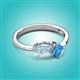 2 - Lysha 1.35 ctw Aquamarine Pear Shape (7x5 mm) & Blue Topaz Cushion Shape (5.00 mm) Toi Et Moi Engagement Ring 
