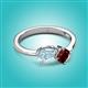 2 - Lysha 1.35 ctw Aquamarine Pear Shape (7x5 mm) & Red Garnet Cushion Shape (5.00 mm) Toi Et Moi Engagement Ring 