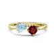 1 - Lysha 1.35 ctw Aquamarine Pear Shape (7x5 mm) & Red Garnet Cushion Shape (5.00 mm) Toi Et Moi Engagement Ring 