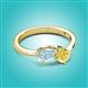 2 - Lysha 1.41 ctw Aquamarine Pear Shape (7x5 mm) & Lab Created Yellow Sapphire Cushion Shape (5.00 mm) Toi Et Moi Engagement Ring 