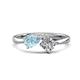 1 - Lysha 1.10 ctw Aquamarine Pear Shape (7x5 mm) & Lab Grown Diamond Cushion Shape (5.00 mm) Toi Et Moi Engagement Ring 