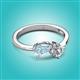 2 - Lysha 1.10 ctw Aquamarine Pear Shape (7x5 mm) & Lab Grown Diamond Cushion Shape (5.00 mm) Toi Et Moi Engagement Ring 