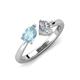 3 - Lysha 1.10 ctw Aquamarine Pear Shape (7x5 mm) & Lab Grown Diamond Cushion Shape (5.00 mm) Toi Et Moi Engagement Ring 