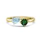 1 - Lysha 1.15 ctw Aquamarine Pear Shape (7x5 mm) & Lab Created Emerald Cushion Shape (5.00 mm) Toi Et Moi Engagement Ring 