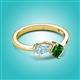 2 - Lysha 1.15 ctw Aquamarine Pear Shape (7x5 mm) & Lab Created Emerald Cushion Shape (5.00 mm) Toi Et Moi Engagement Ring 