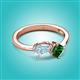 2 - Lysha 1.15 ctw Aquamarine Pear Shape (7x5 mm) & Lab Created Emerald Cushion Shape (5.00 mm) Toi Et Moi Engagement Ring 