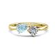 1 - Lysha 1.10 ctw Aquamarine Pear Shape (7x5 mm) & Natural Diamond Cushion Shape (5.00 mm) Toi Et Moi Engagement Ring 