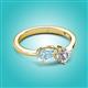 2 - Lysha 1.10 ctw Aquamarine Pear Shape (7x5 mm) & Natural Diamond Cushion Shape (5.00 mm) Toi Et Moi Engagement Ring 