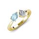 3 - Lysha 1.10 ctw Aquamarine Pear Shape (7x5 mm) & Natural Diamond Cushion Shape (5.00 mm) Toi Et Moi Engagement Ring 