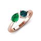 3 - Lysha 1.55 ctw Emerald Pear Shape (7x5 mm) & London Blue Topaz Cushion Shape (5.00 mm) Toi Et Moi Engagement Ring 