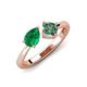 3 - Lysha 1.61 ctw Emerald Pear Shape (7x5 mm) & Lab Created Alexandrite Cushion Shape (5.00 mm) Toi Et Moi Engagement Ring 