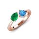 3 - Lysha 1.55 ctw Emerald Pear Shape (7x5 mm) & Blue Topaz Cushion Shape (5.00 mm) Toi Et Moi Engagement Ring 