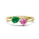 1 - Lysha 1.61 ctw Emerald Pear Shape (7x5 mm) & Lab Created Pink Sapphire Cushion Shape (5.00 mm) Toi Et Moi Engagement Ring 