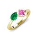 3 - Lysha 1.61 ctw Emerald Pear Shape (7x5 mm) & Lab Created Pink Sapphire Cushion Shape (5.00 mm) Toi Et Moi Engagement Ring 
