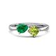 1 - Lysha 1.45 ctw Emerald Pear Shape (7x5 mm) & Peridot Cushion Shape (5.00 mm) Toi Et Moi Engagement Ring 