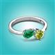 2 - Lysha 1.45 ctw Emerald Pear Shape (7x5 mm) & Peridot Cushion Shape (5.00 mm) Toi Et Moi Engagement Ring 