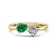 1 - Lysha 1.37 ctw Emerald Pear Shape (7x5 mm) & Moissanite Cushion Shape (5.00 mm) Toi Et Moi Engagement Ring 
