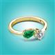 2 - Lysha 1.37 ctw Emerald Pear Shape (7x5 mm) & Moissanite Cushion Shape (5.00 mm) Toi Et Moi Engagement Ring 