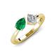 3 - Lysha 1.37 ctw Emerald Pear Shape (7x5 mm) & Moissanite Cushion Shape (5.00 mm) Toi Et Moi Engagement Ring 