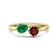 1 - Lysha 1.55 ctw Emerald Pear Shape (7x5 mm) & Red Garnet Cushion Shape (5.00 mm) Toi Et Moi Engagement Ring 