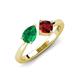 3 - Lysha 1.55 ctw Emerald Pear Shape (7x5 mm) & Red Garnet Cushion Shape (5.00 mm) Toi Et Moi Engagement Ring 