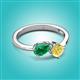 2 - Lysha 1.61 ctw Emerald Pear Shape (7x5 mm) & Lab Created Yellow Sapphire Cushion Shape (5.00 mm) Toi Et Moi Engagement Ring 