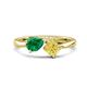 1 - Lysha 1.61 ctw Emerald Pear Shape (7x5 mm) & Lab Created Yellow Sapphire Cushion Shape (5.00 mm) Toi Et Moi Engagement Ring 