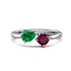 1 - Lysha 1.42 ctw Emerald Pear Shape (7x5 mm) & Rhodolite Garnet Cushion Shape (5.00 mm) Toi Et Moi Engagement Ring 